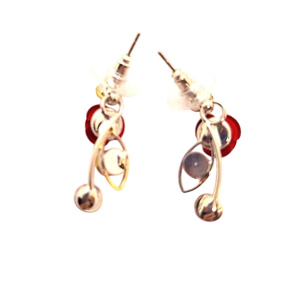 Rhinestone and Roses Necklace/ Earring Set Drop Earrings Silver Tone - Picture 6 of 7